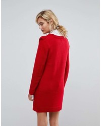 Красное платье-свитер