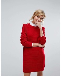 Красное платье-свитер