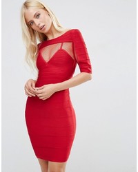 Красное платье-футляр в сеточку от Forever Unique