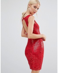 Красное платье-футляр с пайетками от Jessica Wright