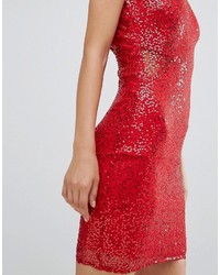 Красное платье-футляр с пайетками от Jessica Wright