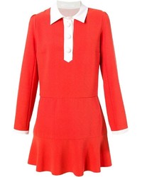 Красное платье-футляр с рюшами от See by Chloe