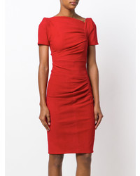 Красное платье-футляр от Talbot Runhof