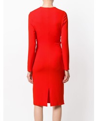 Красное платье-футляр от Lanvin