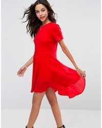 Красное плетеное повседневное платье
