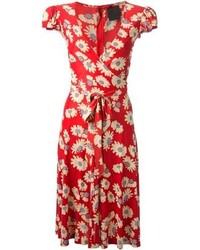 Красное повседневное платье с цветочным принтом от Biba