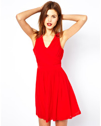 Красное повседневное платье со складками от A Wear