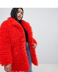 Женское красное пушистое пальто от Asos Curve
