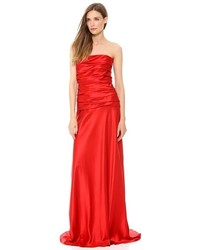 Красное сатиновое вечернее платье от Alberta Ferretti