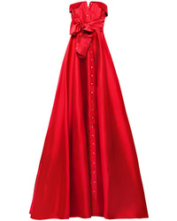 Красное сатиновое вечернее платье от Alexis Mabille