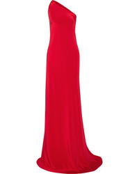Красное сатиновое вечернее платье