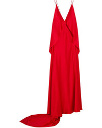 Красное сатиновое вечернее платье