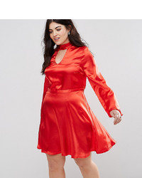 Красное сатиновое коктейльное платье от Club L Plus