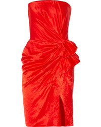 Красное сатиновое коктейльное платье от Lanvin