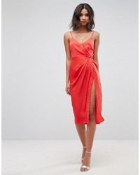 Красное сатиновое платье-комбинация от Asos