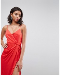 Красное сатиновое платье-комбинация от Asos