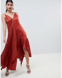 Красное сатиновое платье-макси от ASOS DESIGN
