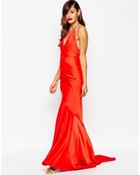 Красное сатиновое платье-макси от Asos