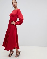 Красное сатиновое платье-макси от Forever New