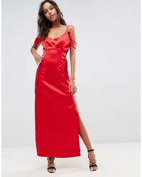 Красное сатиновое платье-макси от Wyldr