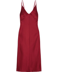 Красное сатиновое платье-миди