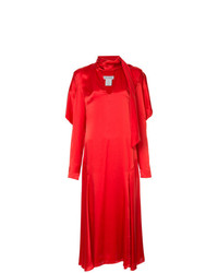 Красное сатиновое платье-миди от Bianca Spender