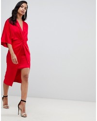 Красное сатиновое повседневное платье от ASOS DESIGN