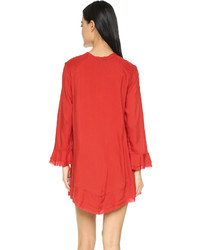 Красное свободное платье с рюшами от IRO