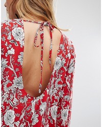 Красное свободное платье с цветочным принтом от Reclaimed Vintage