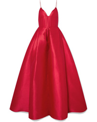 Красное шелковое вечернее платье со складками от Alex Perry