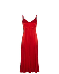 Красное шелковое вечернее платье от De La Vali