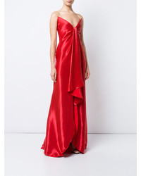 Красное шелковое вечернее платье от Oscar de la Renta