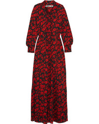 Красное шелковое платье-макси с принтом от MCQ