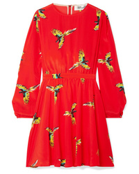 Красное шелковое платье прямого кроя с принтом от Diane von Furstenberg