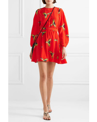 Красное шелковое платье прямого кроя с принтом от Diane von Furstenberg
