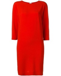 Красное шелковое платье прямого кроя от M Missoni