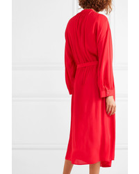 Красное шелковое платье с запахом от Joseph