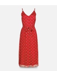 Красное шелковое платье с принтом от Christopher Kane