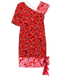 Красное шелковое платье с принтом от MSGM