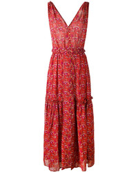 Красное шелковое платье с принтом от Ulla Johnson