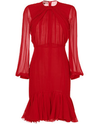 Красное шелковое платье с пышной юбкой от Giambattista Valli