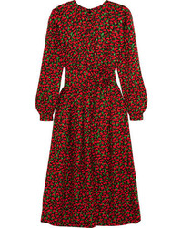 Красное шелковое платье с цветочным принтом от Vanessa Seward