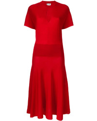 Красное шерстяное вязаное платье от Lanvin
