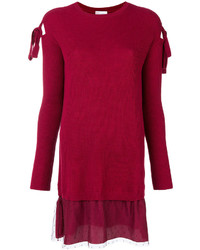 Красное шерстяное вязаное платье от RED Valentino