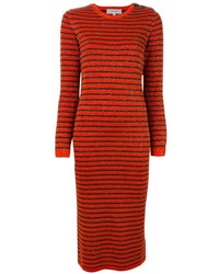 Красное шерстяное платье в горизонтальную полоску от Carven