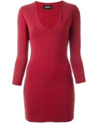 Красное шерстяное платье прямого кроя от Dsquared2