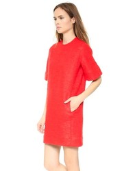 Красное шерстяное платье прямого кроя от MSGM