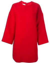 Красное шерстяное платье прямого кроя от Valentino