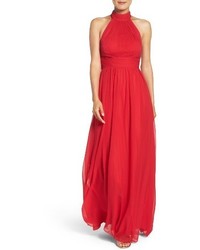 Красное шифоновое вечернее платье