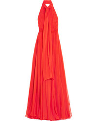 Красное шифоновое вечернее платье от Alexander McQueen